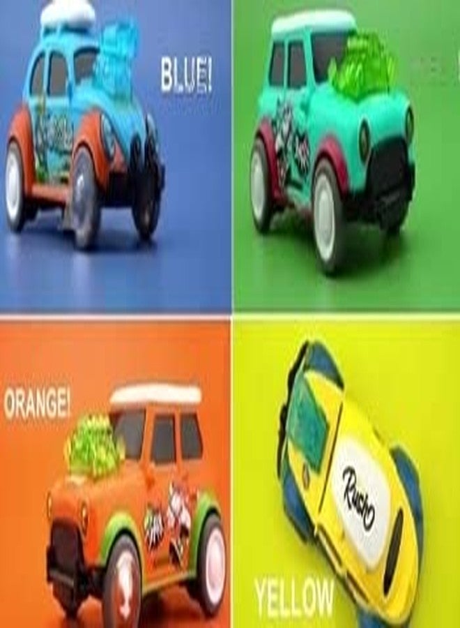 بلس بوينت سيارات الرقص بلس بوينت، قفزات وارتدادات وفرقعات تعمل بالاحتكاك، سيارات متينة وملونة وجذابة للدفع والانطلاق (مجموعة سيارات الرقص 4 قطع) - Image 5